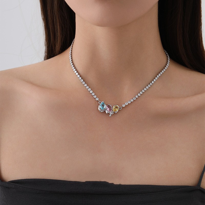 Candy Color Zircon Pendant High Sense