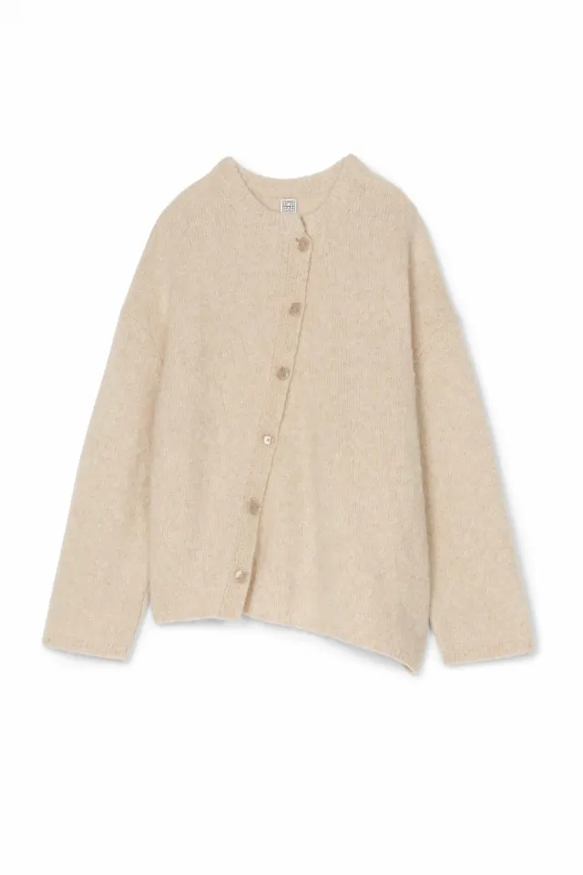 Loose Design Oblique Cardigan Beige Lazy Style Coat For Women Beige Apricot - Shop at LoveMi