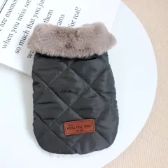 Dog Clothes Autumn And Winter Clothing Thickened Warm Cotton Coat - Dark Grey - View 1