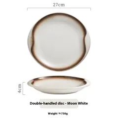 Home Creative Binaural Western Food Large Size Ceramic Plate - White - View 1