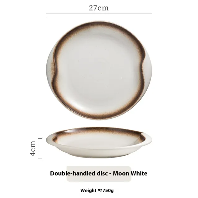 Home Creative Binaural Western Food Large Size Ceramic Plate White - Shop at LoveMi