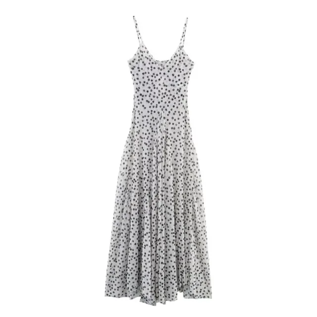 Summer Adult Lady Like Woman Style Elegance Retro Polka Dot Long Sling Dress - Shop at LoveMi