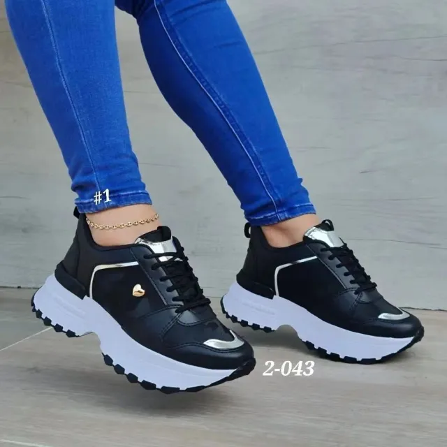 Women's Fashion Heel Lifed Sneakers Black - Shop at LoveMi