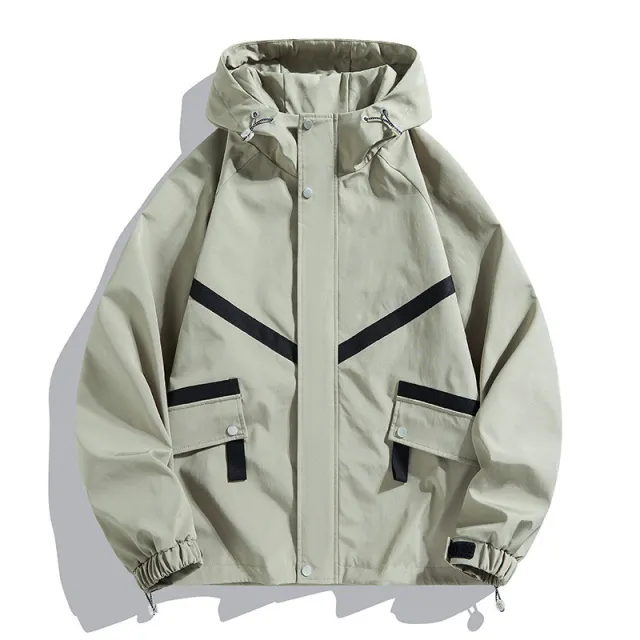 Hooded Jacket Waterproof Fashionable Jacket Outdoor Leisure Couple's Tops Khaki - Shop at LoveMi