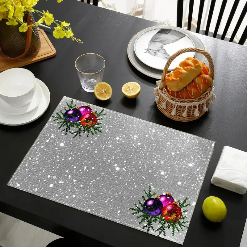 Christmas Holiday Party Table Insulation Mat Christmas Tree Linen Printing