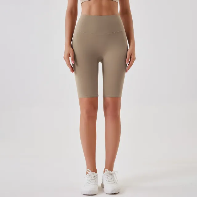 Breathable Double sided Brushed Yoga Shorts 6618 Fifth Pants Cocoa Color M - Shop at LoveMi