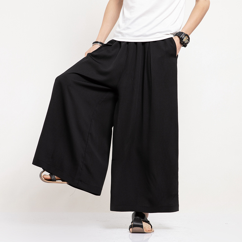 Mens Loose Straight-Leg Versatile Casual Pants With A Chinese Style