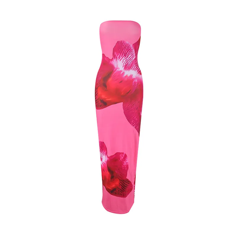 Elegant Floor-length Vacation Dress For Women - Rose
