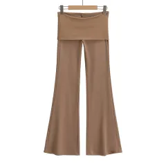 High Waist Casual Air Straight-leg Pants Slimming Straight Nude Feel Loose Wide Leg Pants - Brown - View 1