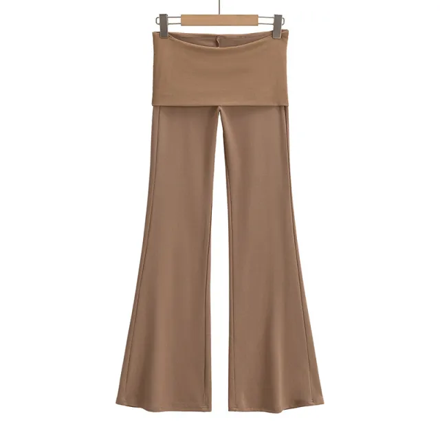 High Waist Casual Air Straight leg Pants Slimming Straight Nude Feel Loose Wide Leg Pants Brown - Shop at LoveMi