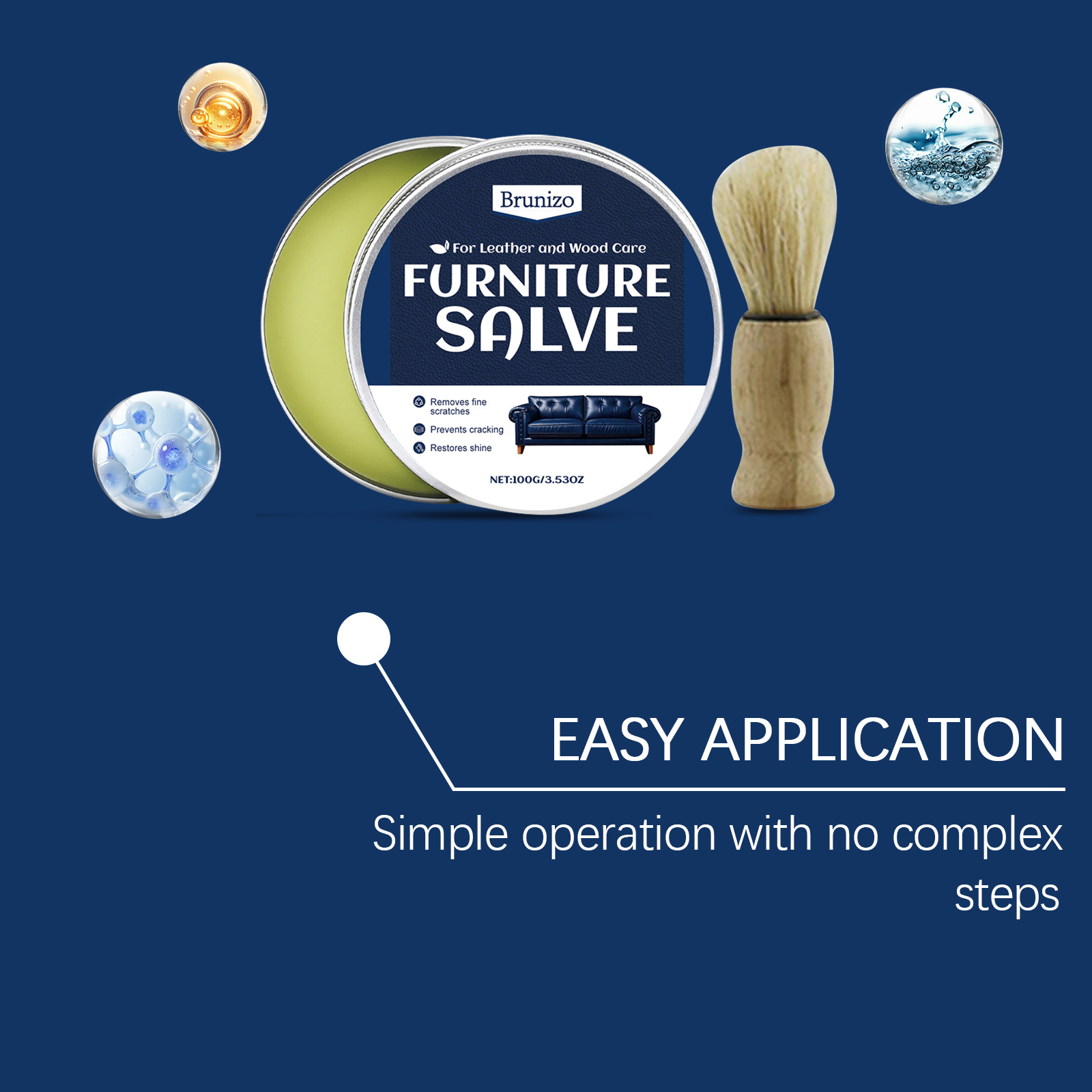 Professional brush applicator for leather furniture conditioning treatment