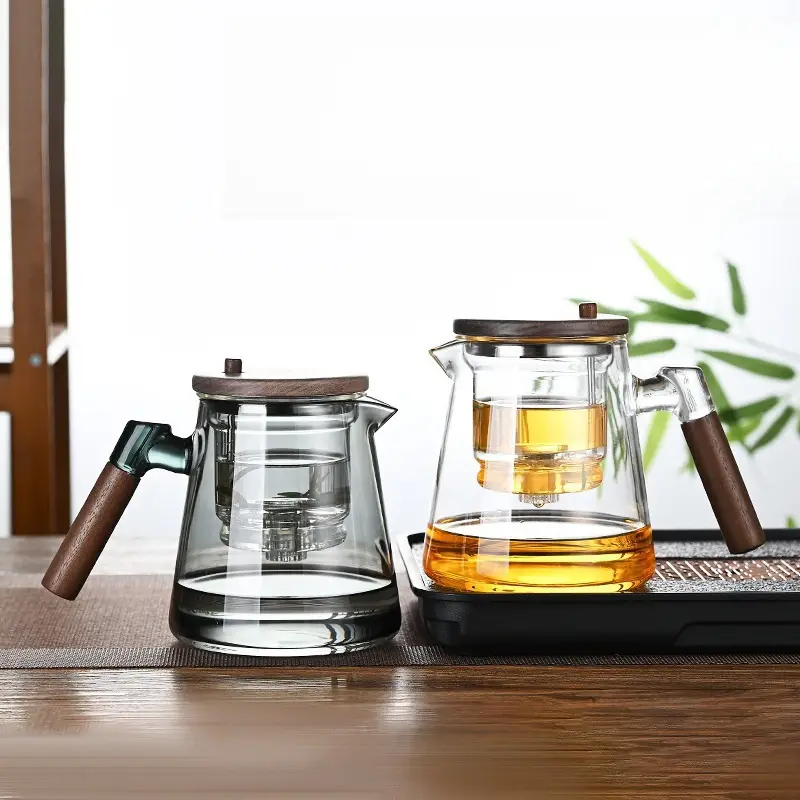 Borosilicate Glass Liner Walnut Tea Cup