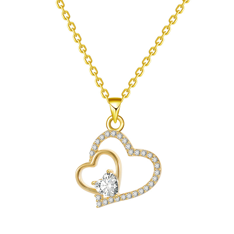 S925 Silver Heart Diamond Pendant Necklace