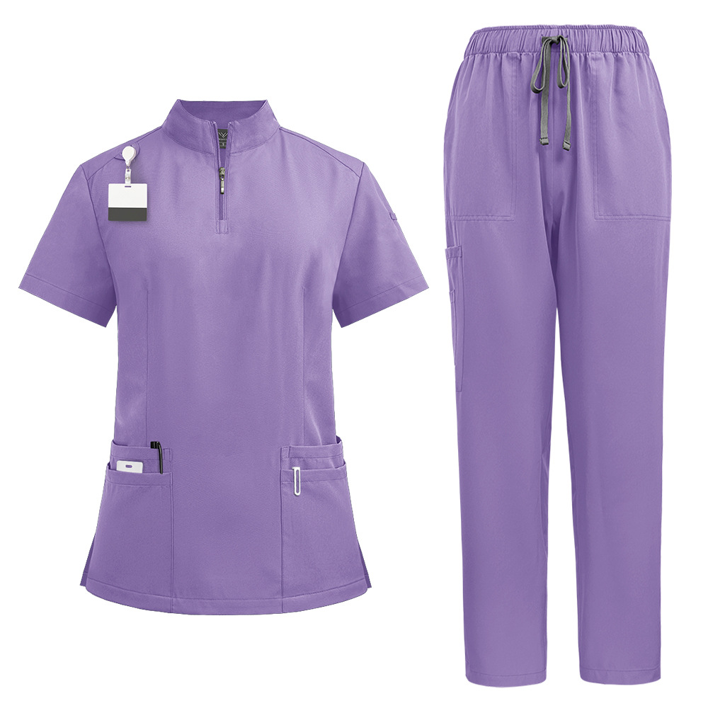 Stand Collar Zipper Doctor Nurse Work Uniforms Suit - Image 3