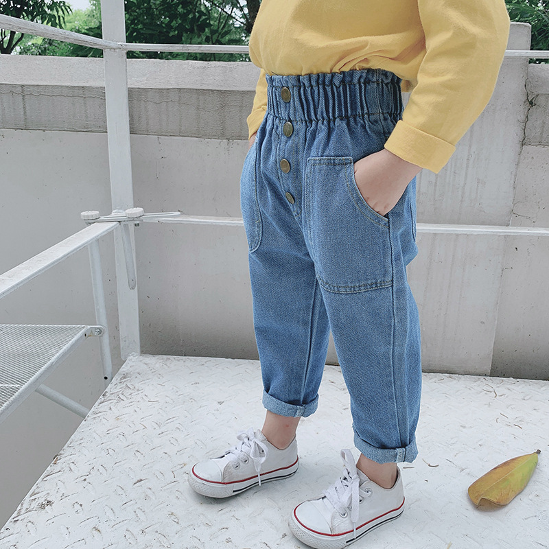 Girls' Fashionable And Versatile Personal Leisure Four-button Jeans