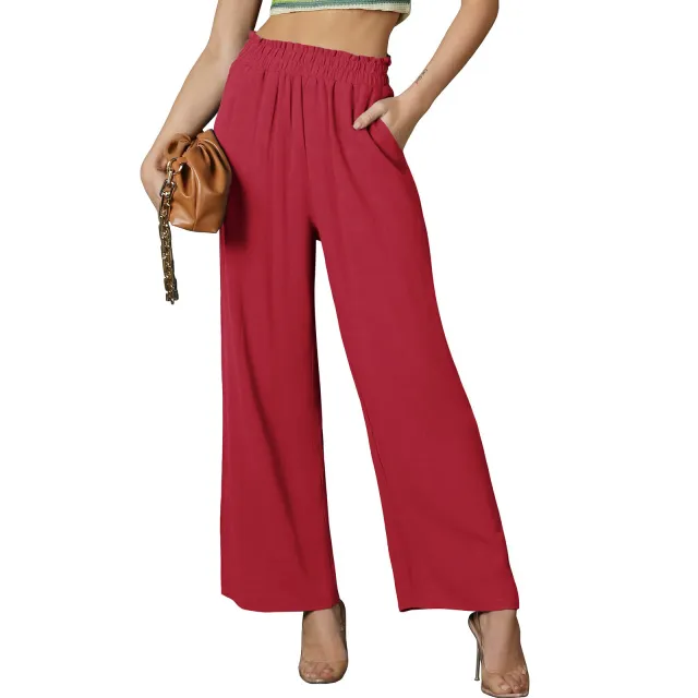 Summer New Solid Color Loose Women's Casual Trousers Red - Shop at LoveMi