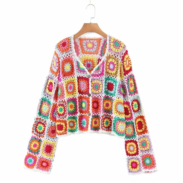 Women's Ethnic style Color Plaid Sweater White Line Red Grid - Shop at LoveMi