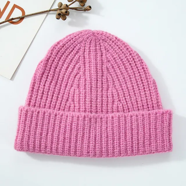 Winter Minimalist Big Head Circumference Knitted Hat Girl's Cap Pink - Shop at LoveMi