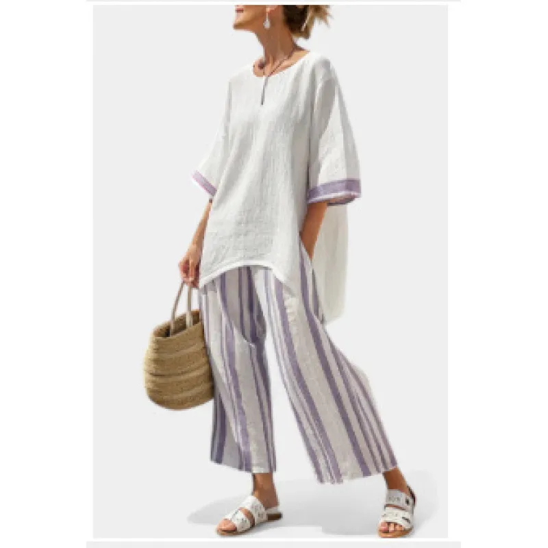 Women's Printed Short Sleeve Shirt Set - Sjwxk2502080712-Xxxl