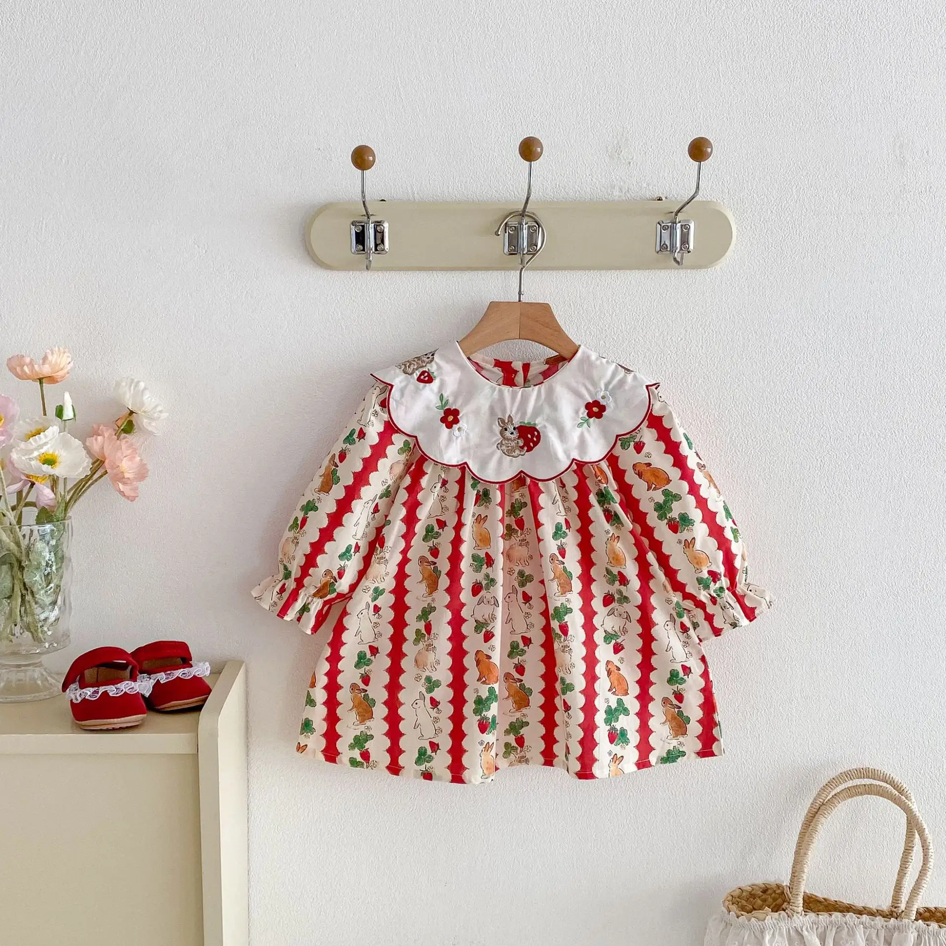 Turn-Neck Bunny Embroidery Autumn Long-Sleeve Sweet Princess