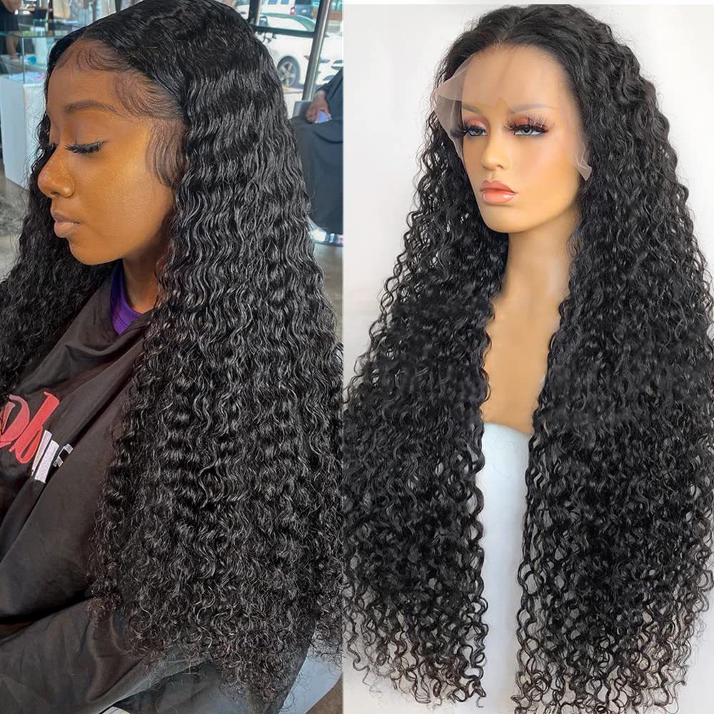 Hand-tied Black Small-curled European And American-style Lace Front Wig Long Curly Black Voluminous Half-hand-tied For Women 10