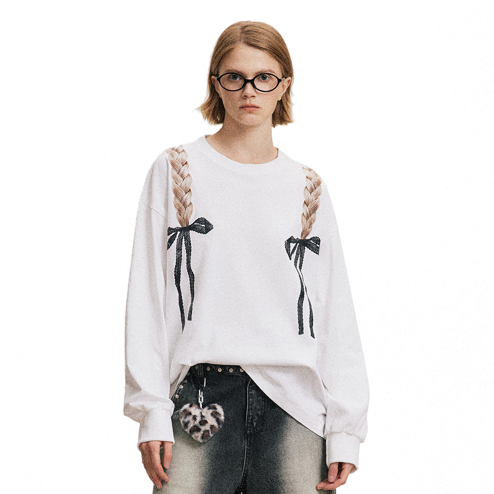 Printed Niche Round Neck Loose Casual Top
