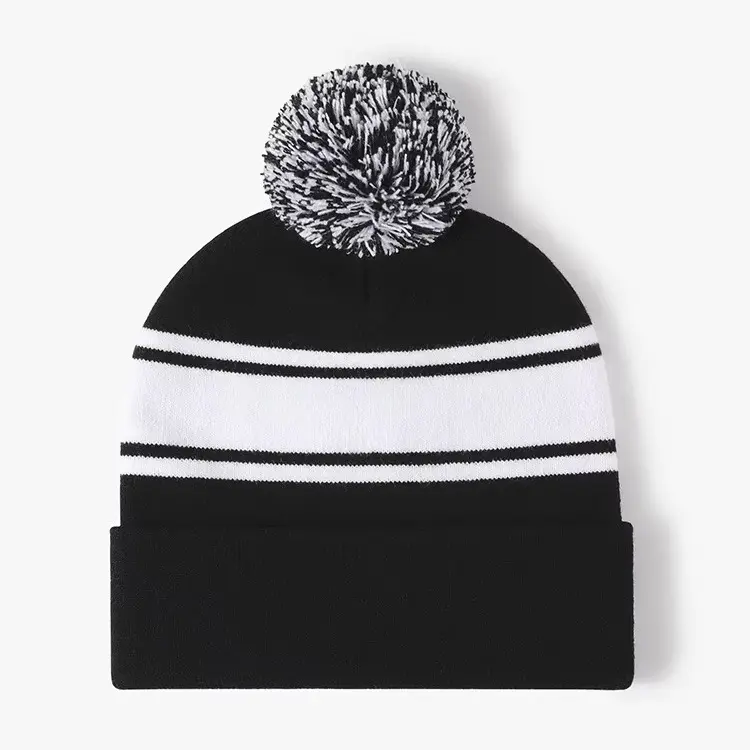 Warm Stretchy Jacquard Patchwork Striped Wool Hat