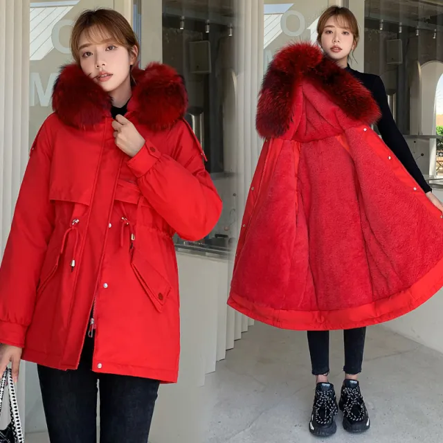 Women's Cotton padded Coat Korean style Short Red - Shop at LoveMi