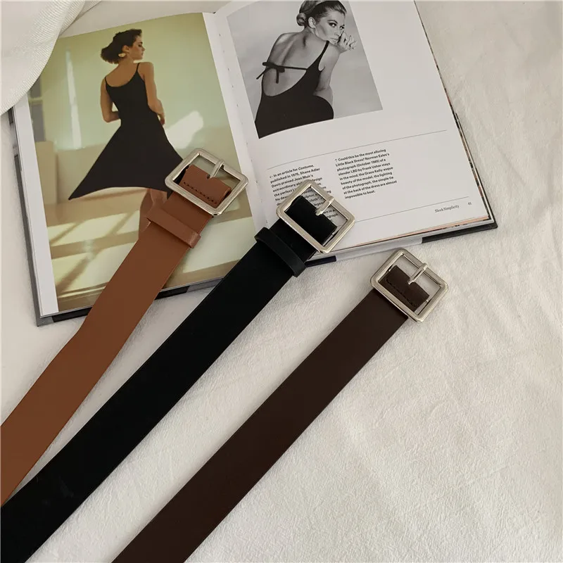 Title 6, New style ladies belt with square buckle studen...