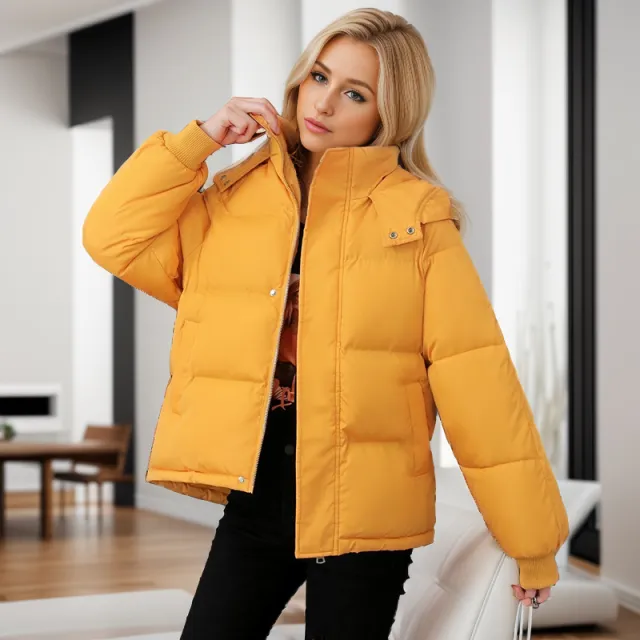 High end Cotton padded Coat Loose Thickening Keep Warm Coat Yellow - Shop at LoveMi