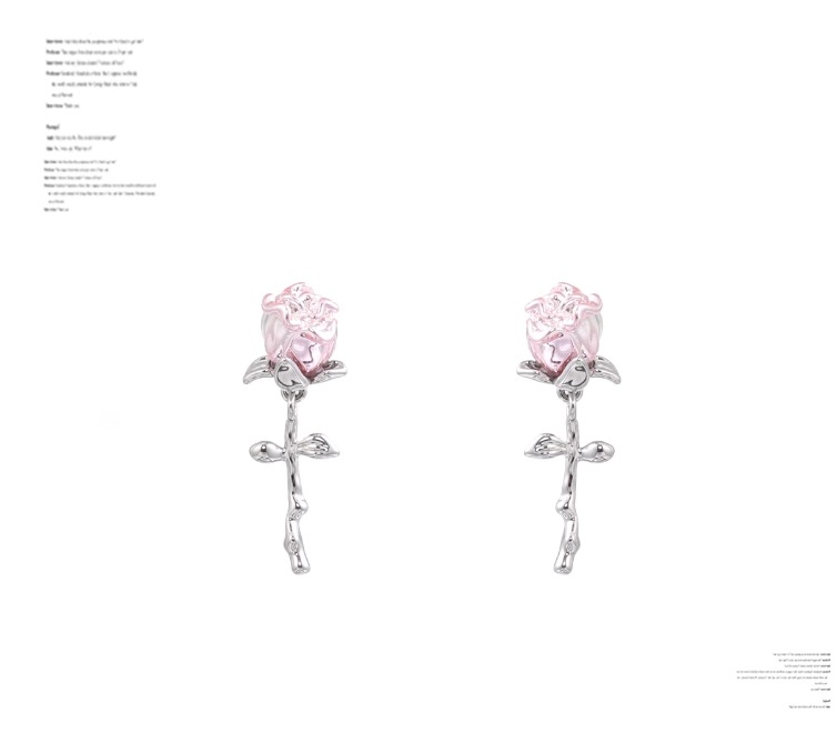 Girl Rose Small Earrings All-match Sweet Cool White