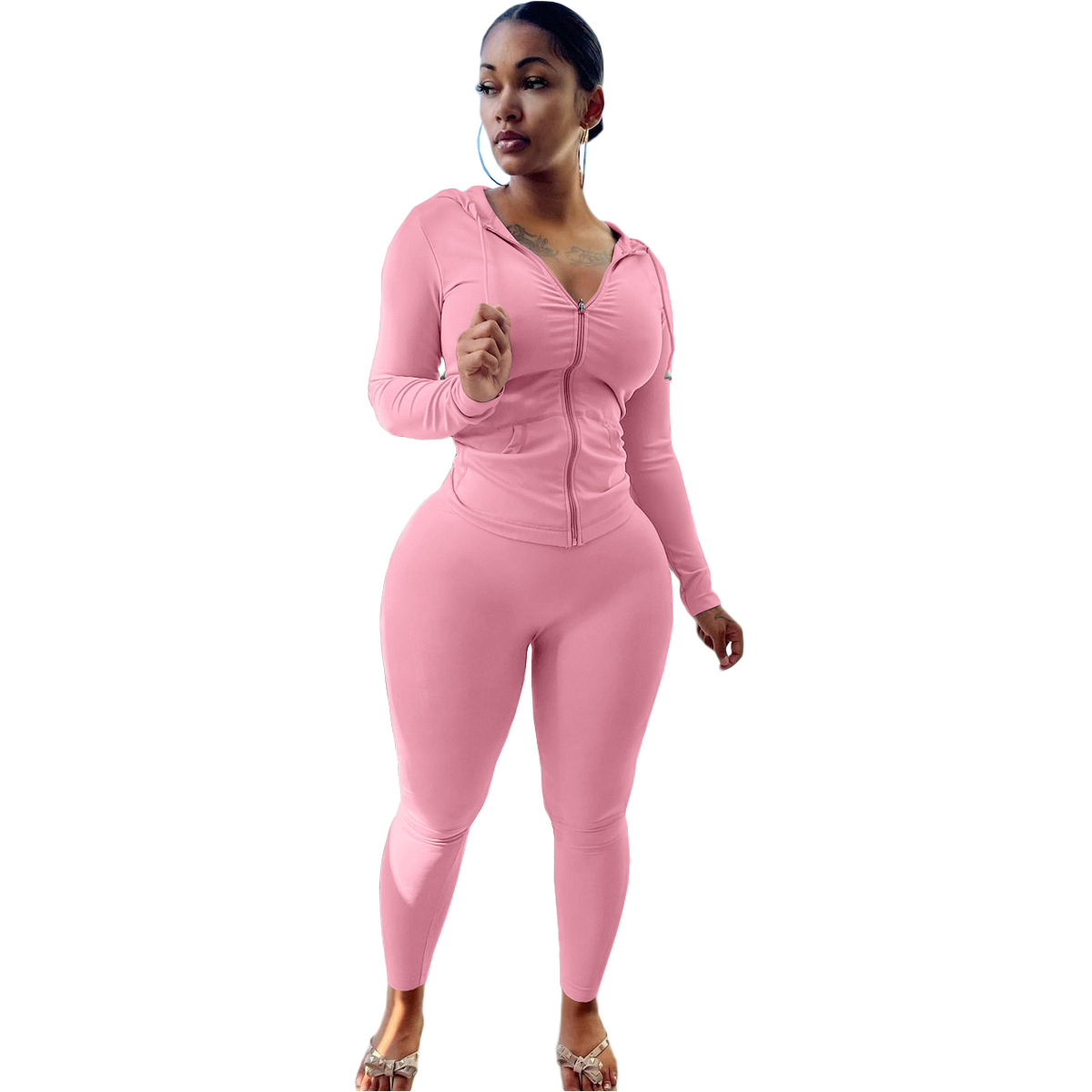 Autumn And Winter Leisure Sports Hooded Two-piece Women's Clothing