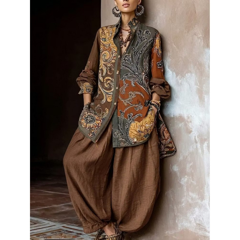 Printed Shirt And Pants Two-piece Set