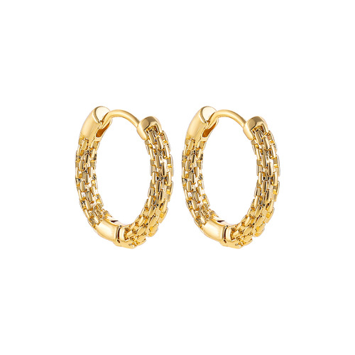 18K Gold Retro Minimalist Earrings Geometric Twist Circle Layered Light-Luxury Hoops