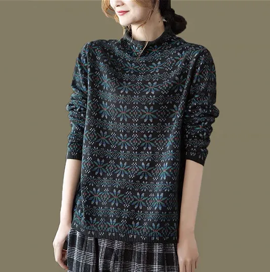 Fashionable All match Retro Pullover Top For Women Black - Shop at LoveMi