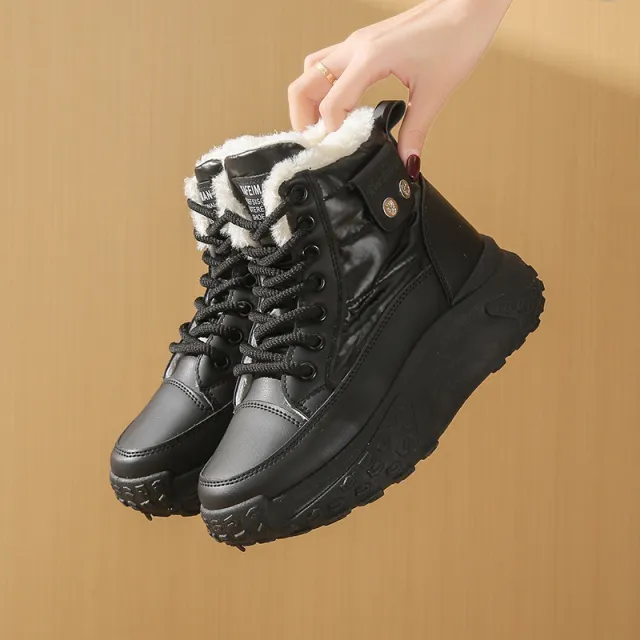 Fleece lined High top Windproof Boots Students Black - Shop at LoveMi
