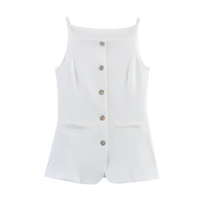 Solid Color Slim Fit Slimming Spaghetti Straps Mid-length Vest