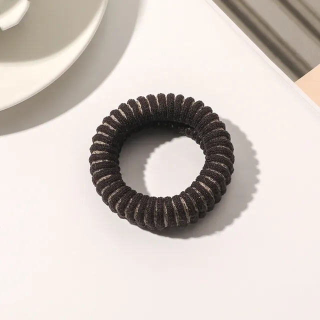 Towel Coarse Rubber Strap Simple Hair Ring Striped Dark Brown - Shop at LoveMi