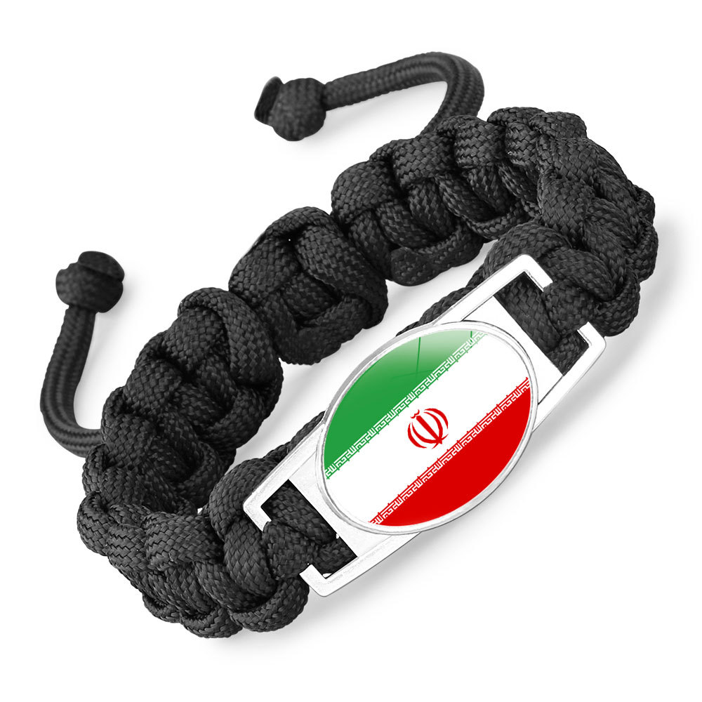 Flag-pattern Woven Adjustable Paracord Bracelet