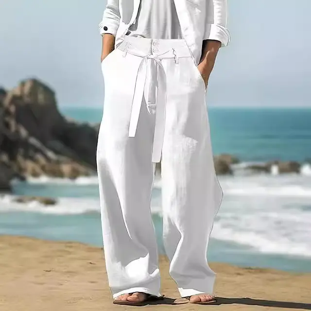 Men's Linen Belt Elastic Waist Straight Pure