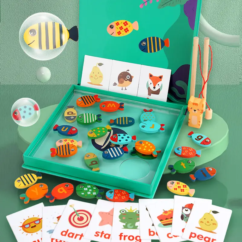 Wooden Early Learning Multifunctional Magnetic Fishing Toy