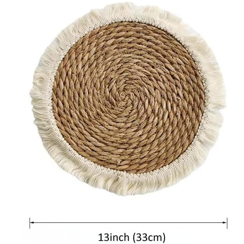 Japanese Straw Round Insulation Tassel Placemat