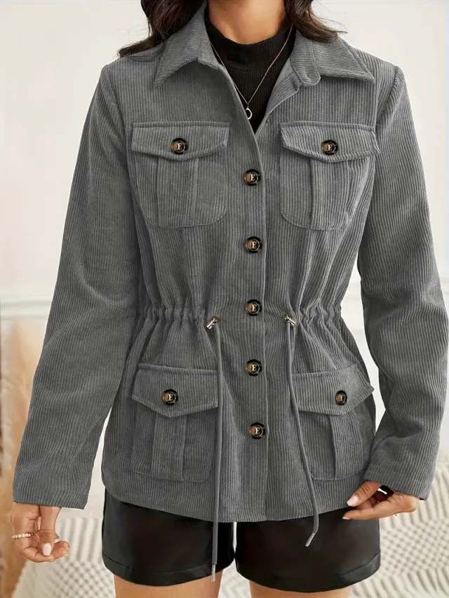 European And American Corduroy Casual Jacket Style Loose And Atmospheric Dark Gray - Shop at LoveMi