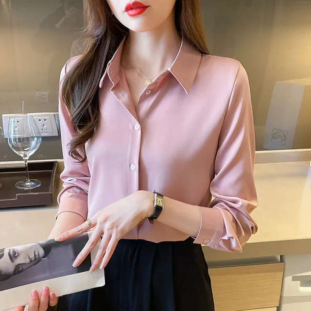 Non ironing Anti wrinkle Satin Shirt For Women Pink - Shop at LoveMi