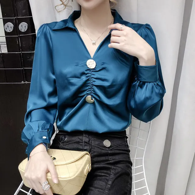 Chiffon Shirt Women's Spring And Autumn Long Sleeve Blue - Shop at LoveMi