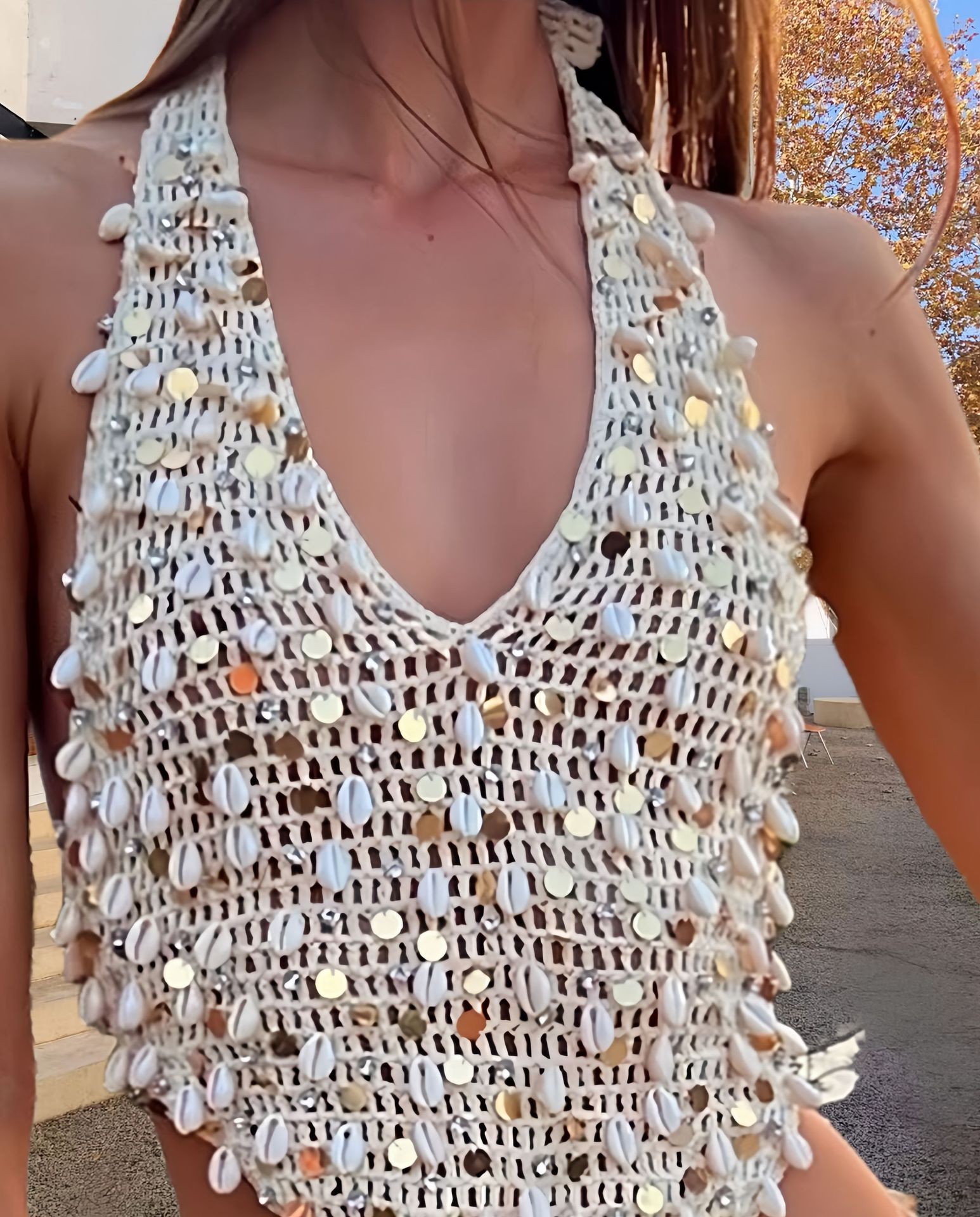 Shell Decorative Skirt Niche Halter Sexy Suit Top Xl - Shop at LoveMi