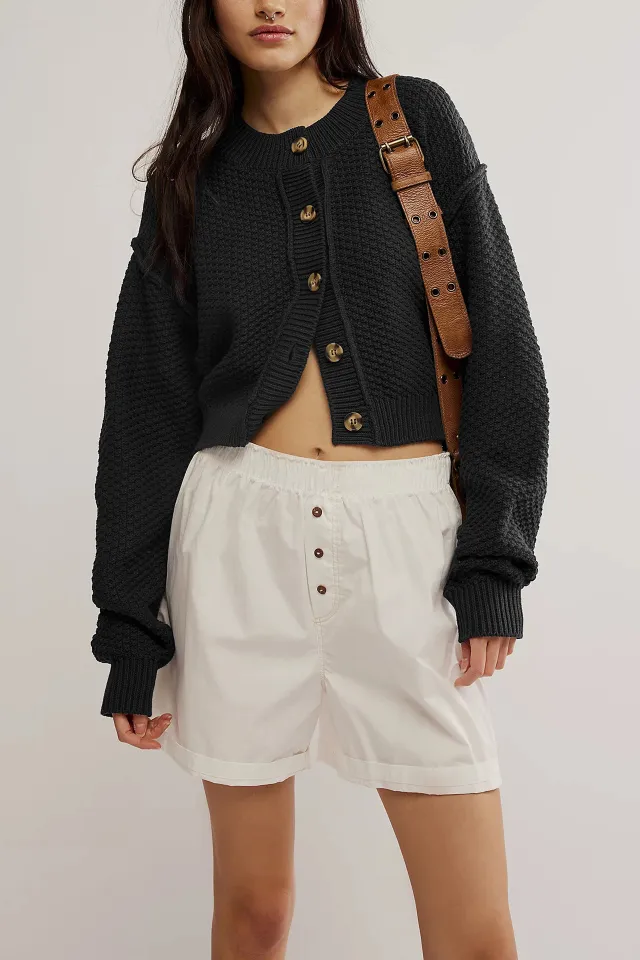 Women's Fashion Loose Sweater Single Row Button Black - Shop at LoveMi