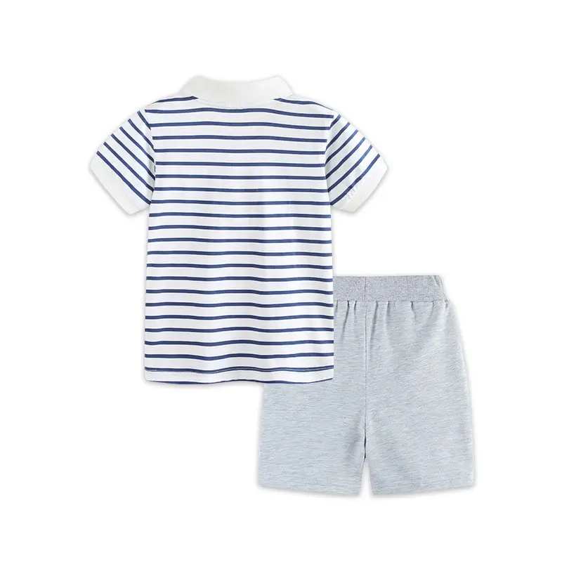 Striped Polo Shirt And Short-Sleeve Set For Boys