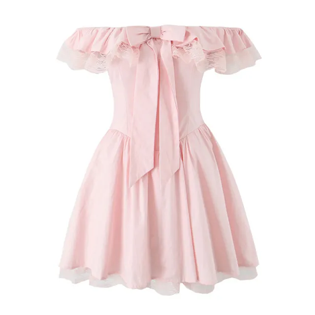 Summer Simple One shoulder Lace Patch Mini Dress - Shop at LoveMi