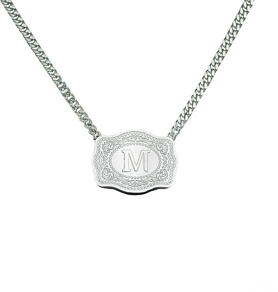 26 English Letter Belt Buckle Necklace Embossed Copper Necklace